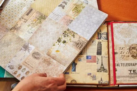Scarpbook catalog samples paper Stock Photos