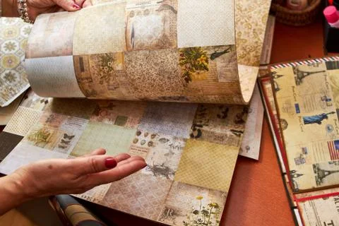 Scarpbook catalog samples paper Stock Photos