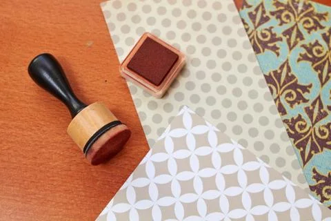 Scarpbook rubber stamp samples Stock Photos