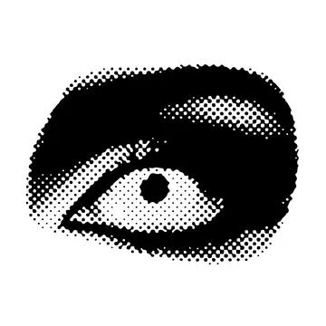 Scarry eye with halftone effect. Vector illustration. Illustrazione stock
