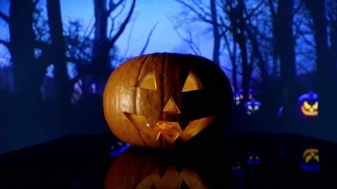 Scarry Halloween Pumpkin Stock Footage 141798434