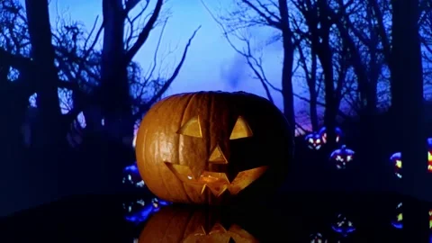 Scarry Halloween Pumpkin Stock Footage 141798643