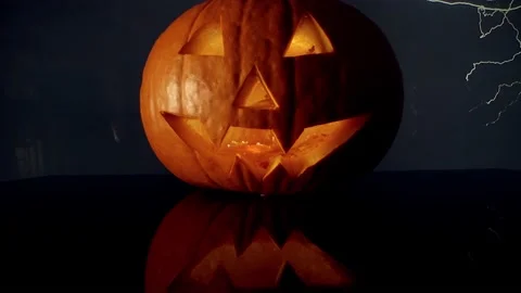 Scarry Halloween Pumpkin Stock Footage 141798929
