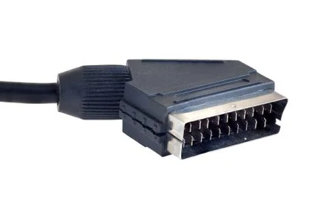 Scart cable isolated on white background, clipping path Stock Photos