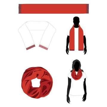 Scarves Bundle - Vector Template Mockup Stock Illustration