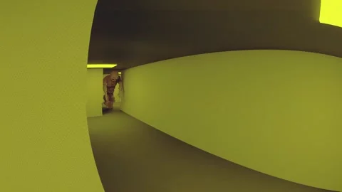 Scary 3d video render of an entity encounter in the backrooms. Stock Footage 262128701