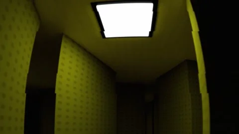 Scary 3d video render of an entity encounter in the backrooms. Stock Footage 262128725