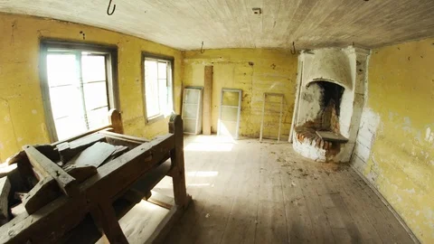 Scary Abandoned House with Hooks on Ceiling Stock-Footage 107992603