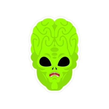 Scary Alien. Evil Alien Invader. UFO angry green Stock Illustration