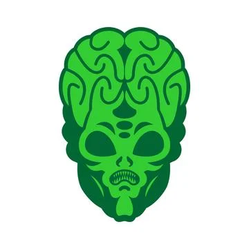 Scary Alien. Evil Alien Invader. UFO angry green Stock Illustration