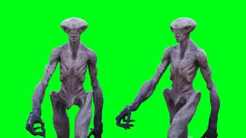 Scary Alien green screen isolate. 3d rendering. Illustration