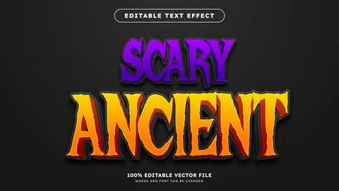 Scary Ancient editable text effect, Halloween theme text style Stock Illustration