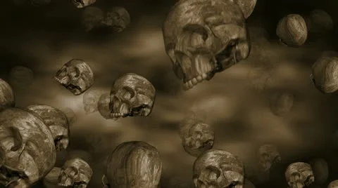 Scary Ancient Skulls Loop Stock-Footage 12377467