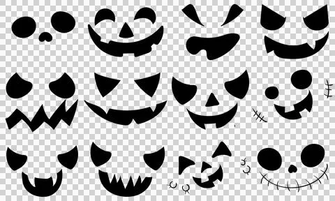 Scary and funny faces of ghosts or halloween pumpkin イラスト素材
