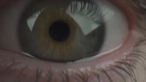 Scary Anxious macro closeup of human eye and eyeball Stock Footage