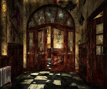 Scary asylum interior background Stock Photos
