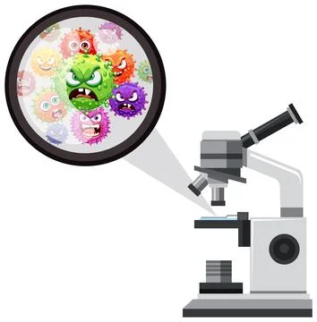 Scary Bacteria Germ Virus Microscope Illustration Stock Illustration