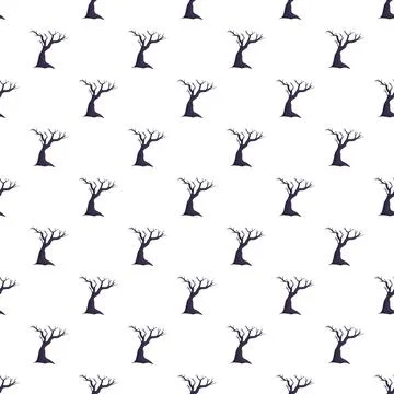 Scary bare halloween tree repeating pattern design Stock Illustration