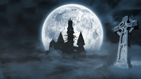 Scary bat animation for halloween in graveyard Stock Footage 95978802
