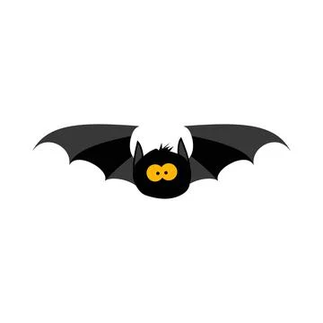 Scary bat design vector illustration for Halloween. Black bat design with yel Stock Illustration