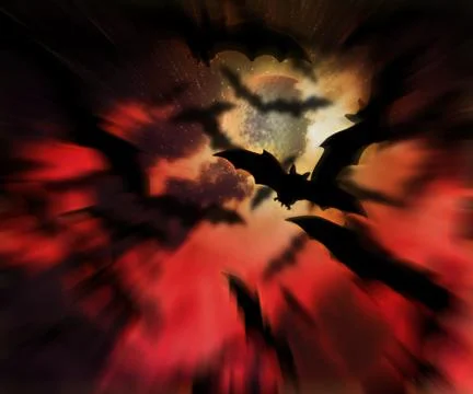 Scary bats halloween backdrop Stock Illustration
