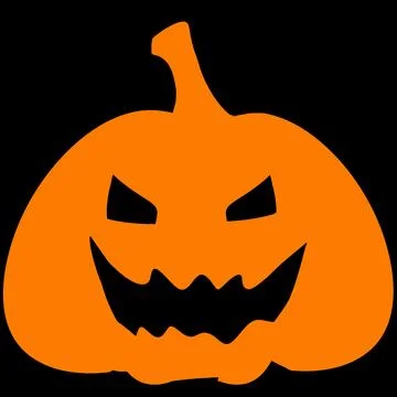 Scary Black Jack O Lantern Face on Purple Background Stock Illustration