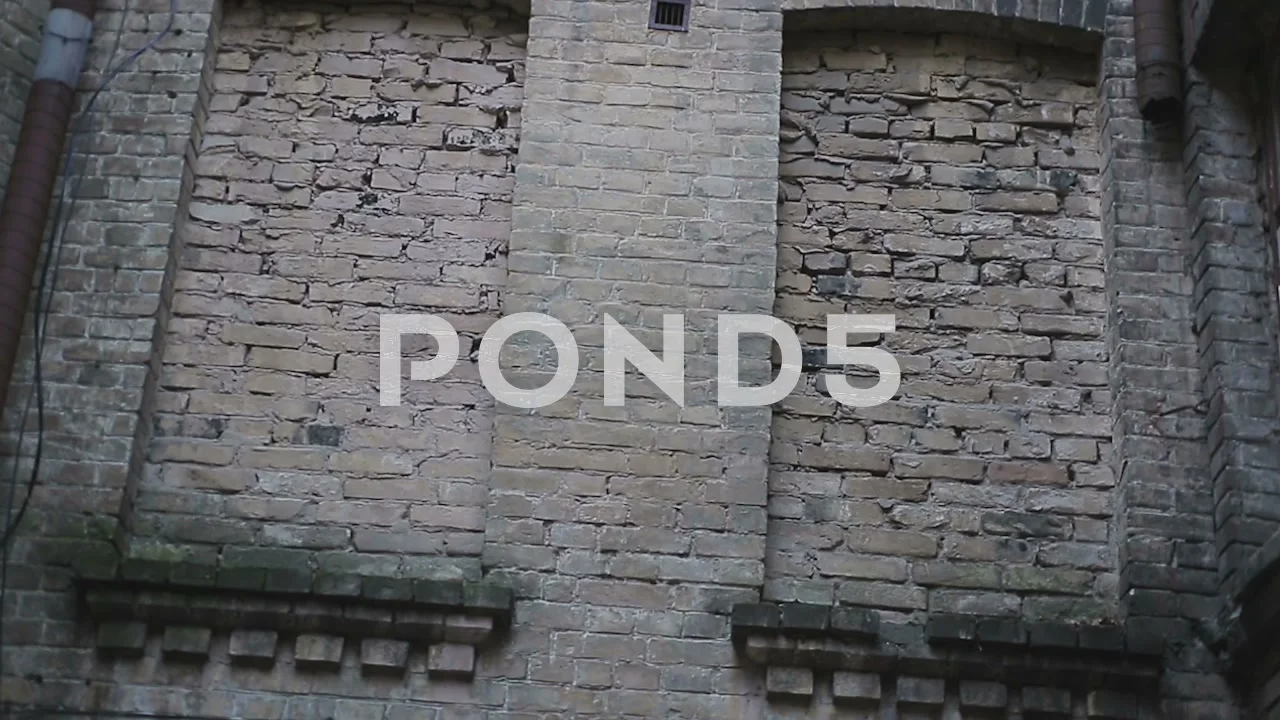 Scary Brick Wall With Immured Windows C Stock Video Pond5
