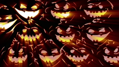 Scary Cartoon Pumpkin Ghosts Stock Footage 158623349