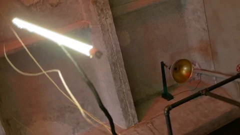 Scary ceiling of the old production facility Stock Footage 104803850