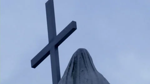 Scary cemetery cross guy close up Stock Footage 47174880