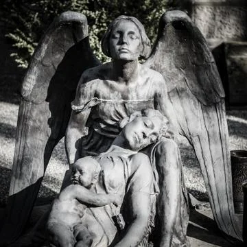 Scary cemetery statue Stock Photos