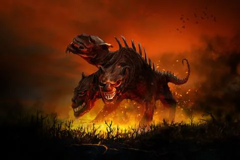 Scary Cerberus Stock Illustration