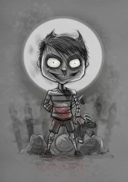 Scary child Stock Illustration