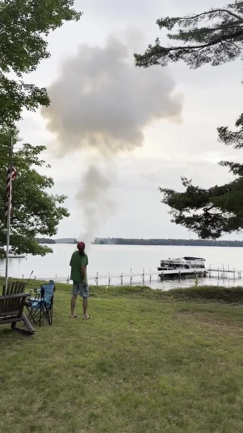 Scary Close Call as Fireworks Explode in Launch Tube, Wisconsin USA - 03 Jul 202 Stock-Footage 340589237
