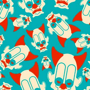 Scary clown pattern seamless. Terrible ornament. nightmare background Vector 库存插图