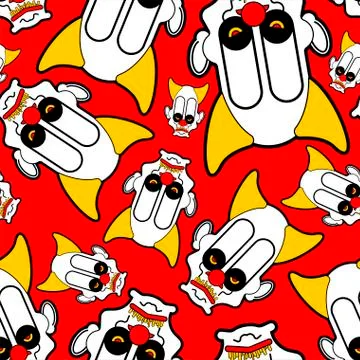 Scary clown pattern seamless. Terrible ornament. nightmare background Vector Illustrazione stock