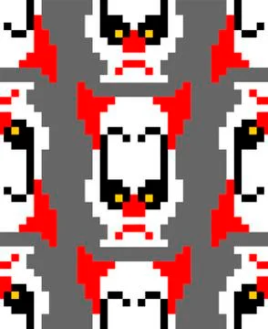 Scary clown pixel art pattern. 8 bit background. Digital nightmare ornament V Stock Illustration