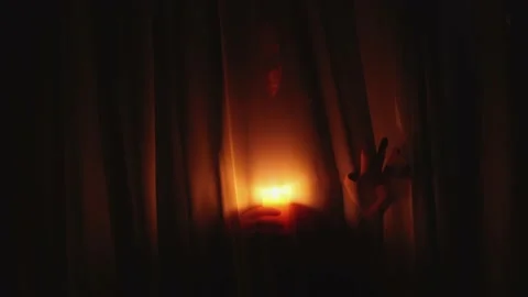 Move In To Scary Face In Firelight, Stock Video