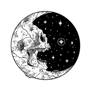Scary crescent in the shape of a human skull Stock-Illustration