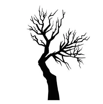 Scary Dead Tree vector Silhouette isolated on a white background. illustration Stock Illustration