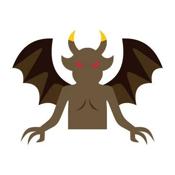 Scary devil character showing claws and spreading wings Stock Illustration