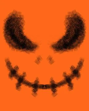 Scary Devil Face Halloween Illustration on Orange Background Stock Illustration