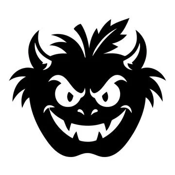 Scary Devil Monster Apple Character Silhouette Vector Illustration Illustrazione stock