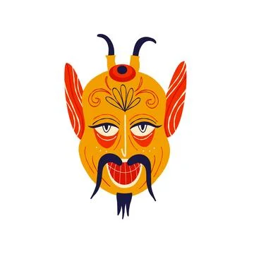 Scary devil with a strange face. Strange ugly Halloween characters. Cute bizarre Illustrazione stock