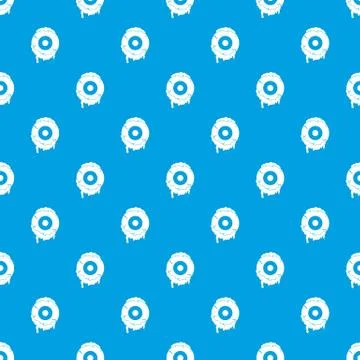 Scary eyeball pattern seamless blue Stock Illustration