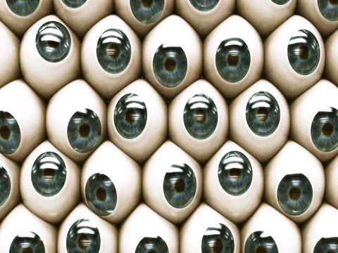 Scary eyeballs look around, then look at you. Stock Footage