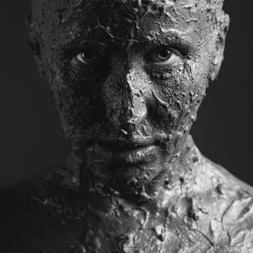 Scary face in clay Stock Photos