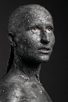 Scary face in clay Stock Photos