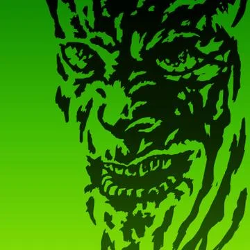 Scary face of the demon. Vector illustration. Stock Illustration