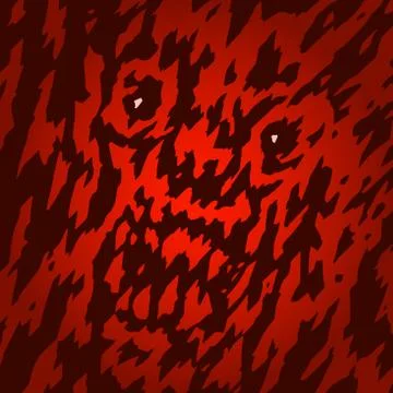 Scary face the demon in your window at night. Vector illustration. Stock Illustration